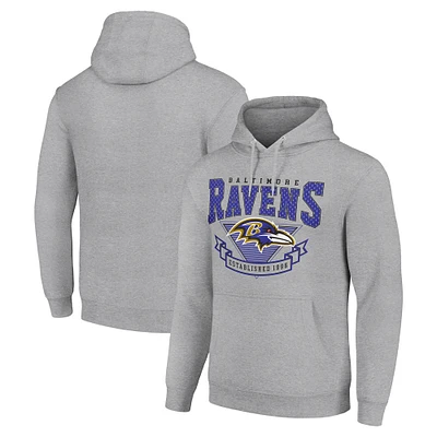 Men's Starter Heather Gray Baltimore Ravens ‘80s Inspired Pullover Hoodie