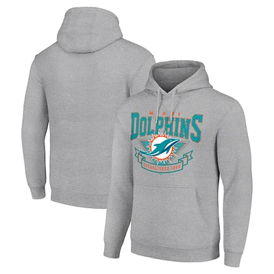 Men's Starter Heather Gray Miami Dolphins ‘80s Inspired Pullover Hoodie