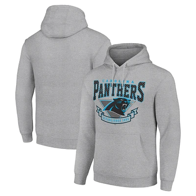 Men's Starter Heather Gray Carolina Panthers ‘80s Inspired Pullover Hoodie