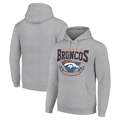 Men's Starter Heather Gray Denver Broncos ‘80s Inspired Pullover Hoodie