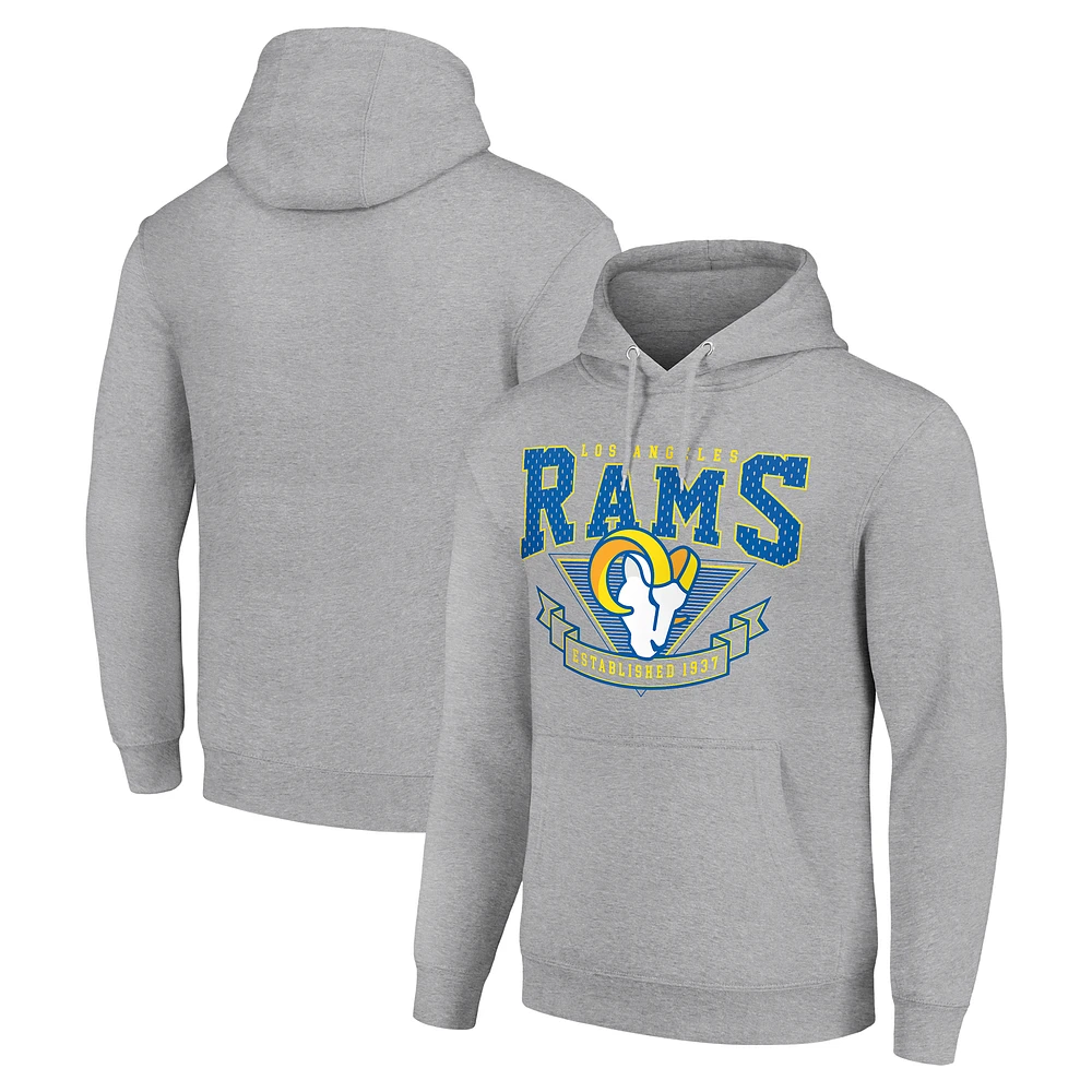 Men's Starter Heather Gray Los Angeles Rams ‘80s Inspired Pullover Hoodie
