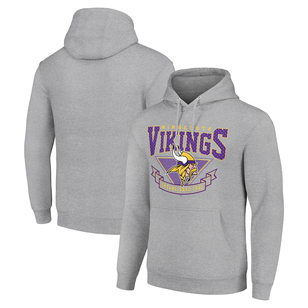 Men's Starter Heather Gray Minnesota Vikings ‘80s Inspired Pullover Hoodie