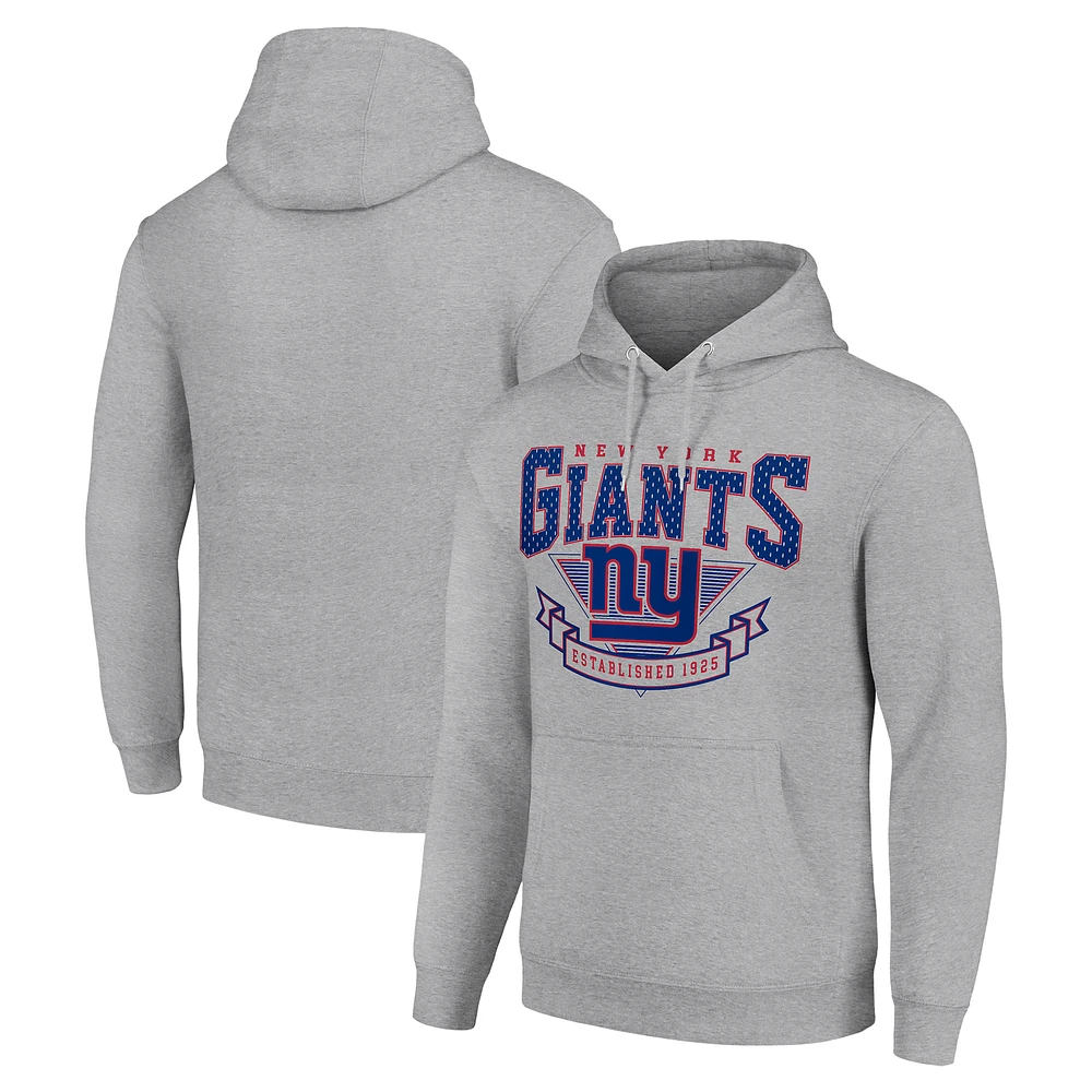 Men's Starter Heather Gray New York Giants ‘80s Inspired Pullover Hoodie