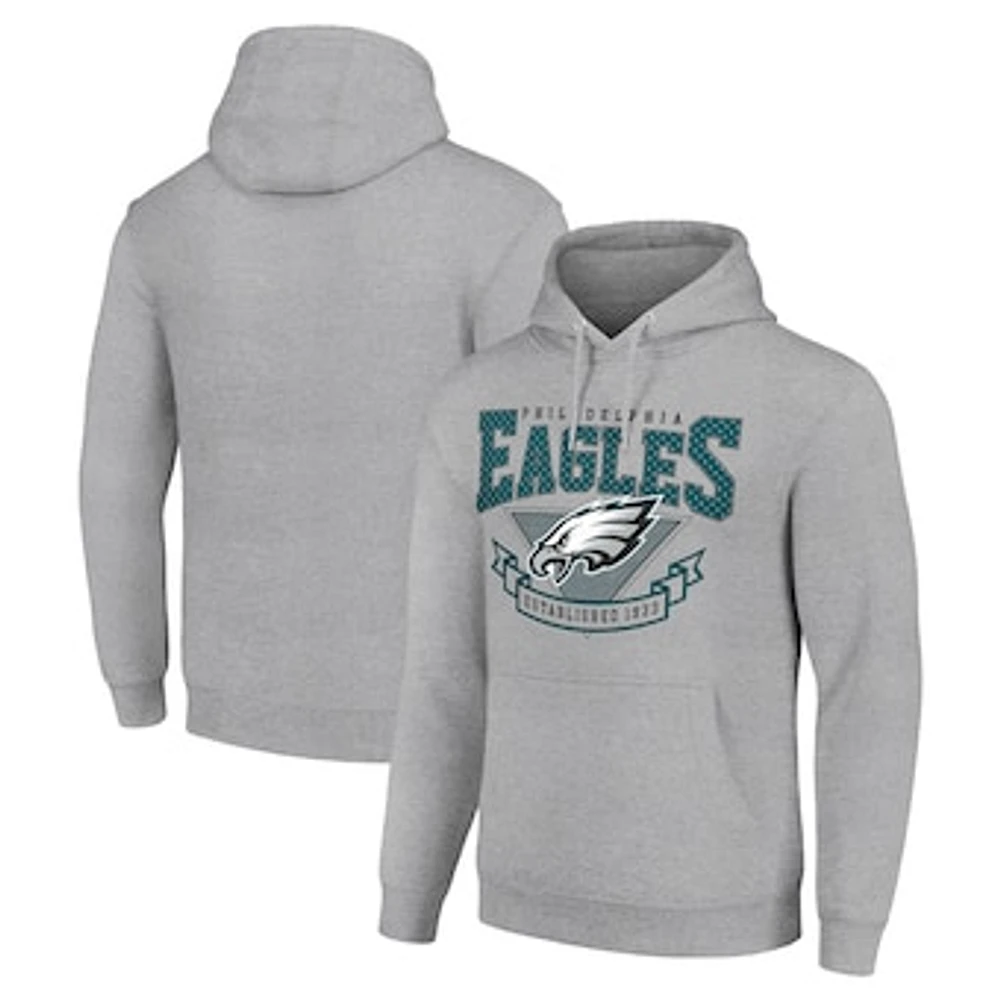 Men's Starter Heather Gray Philadelphia Eagles ‘80s Inspired Pullover Hoodie