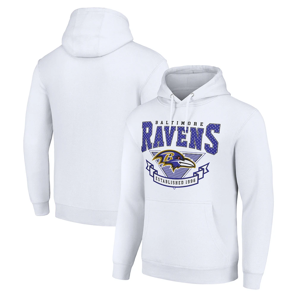Men's Starter White Baltimore Ravens ‘80s Inspired Pullover Hoodie