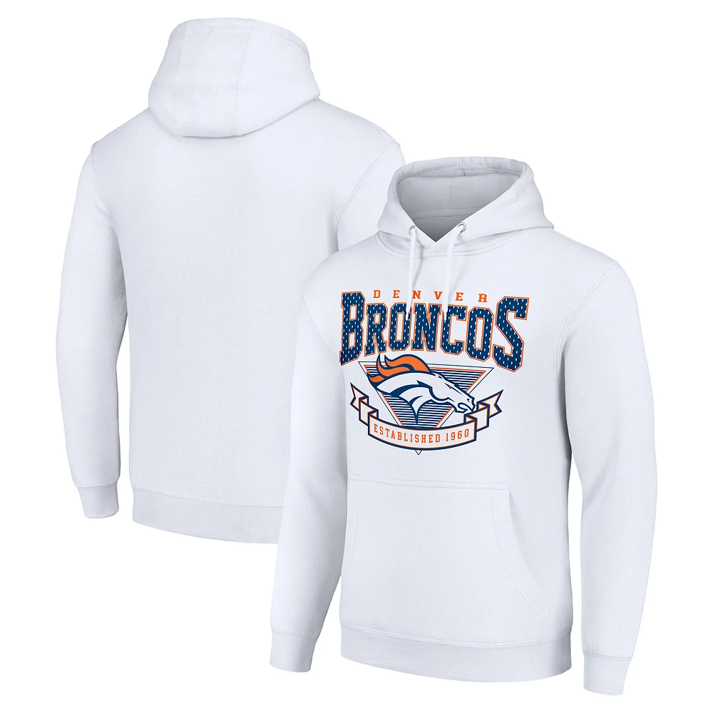 Men's Starter White Denver Broncos ‘80s Inspired Pullover Hoodie
