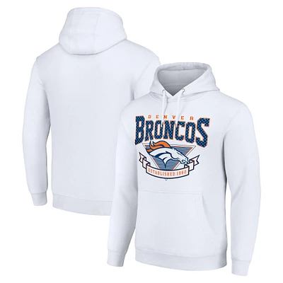 Men's Starter White Denver Broncos ‘80s Inspired Pullover Hoodie