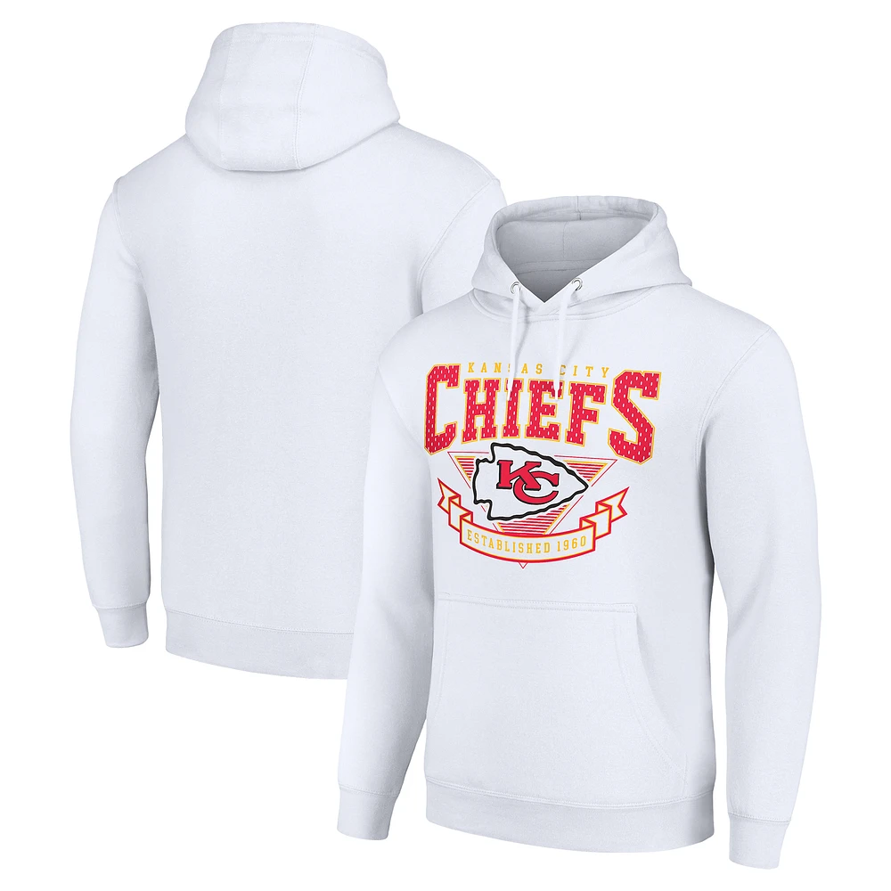 Men's Starter White Kansas City Chiefs ‘80s Inspired Pullover Hoodie