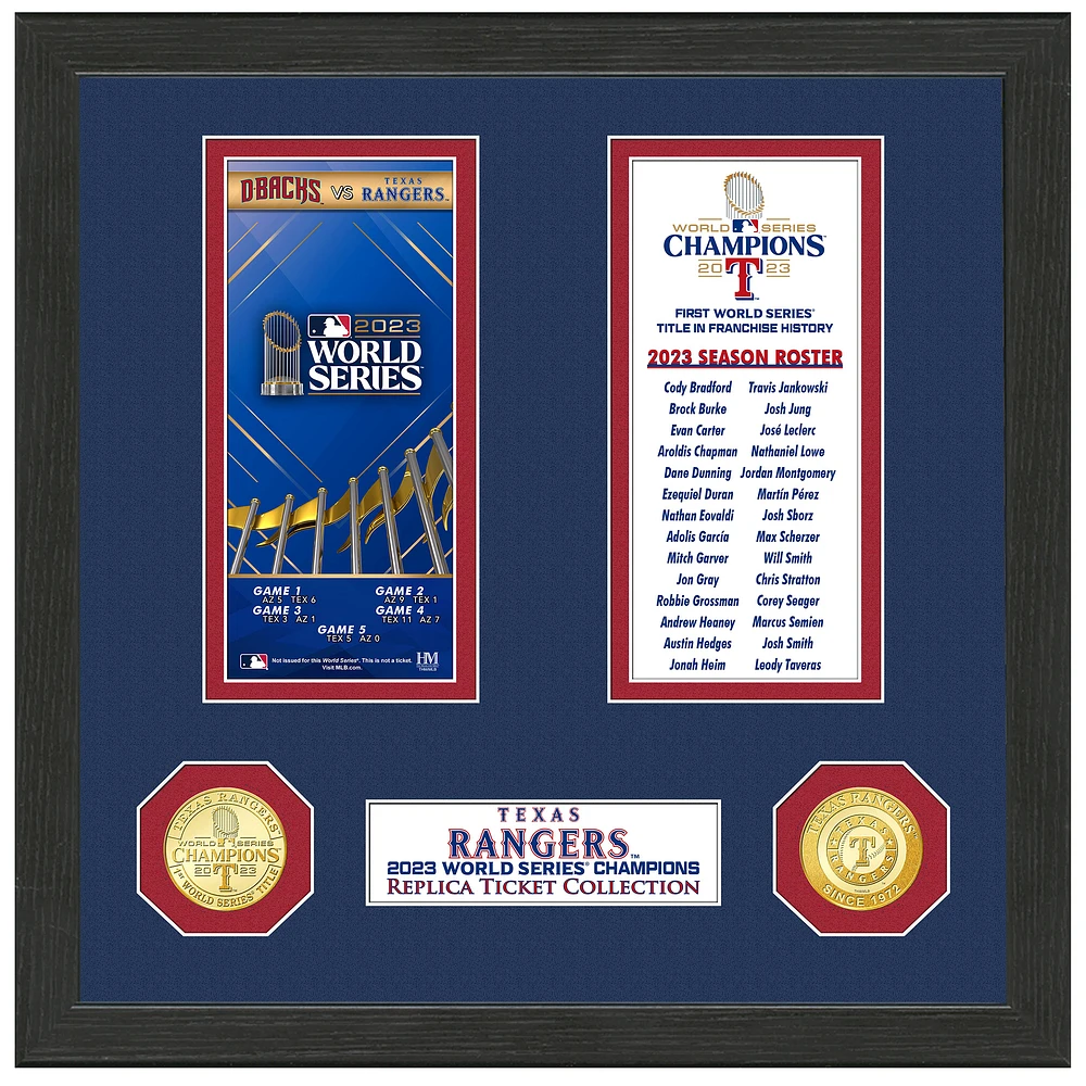 Highland Mint Texas Rangers 2023 World Series Champions 13" x 13" Ticket Collection Photo Mint