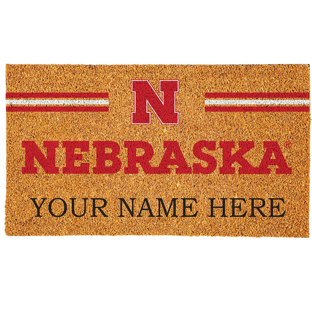 Nebraska Huskers 18" x 30" Personalized Coir Doormat