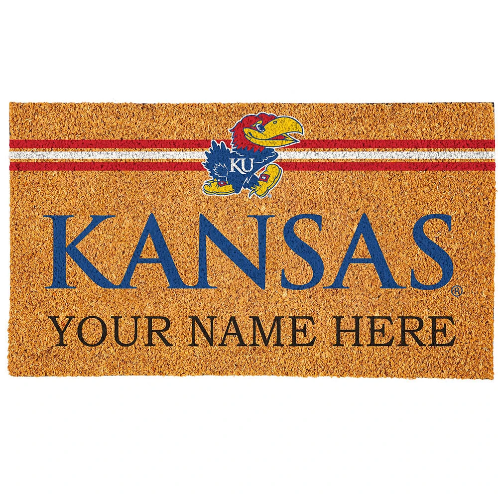 Kansas Jayhawks 18" x 30" Personalized Coir Doormat