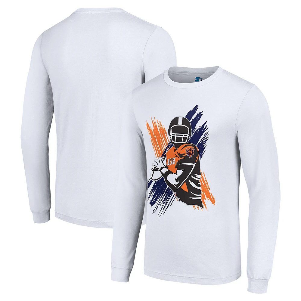 Men's Starter White Chicago Bears Player X Logo Graphic Long Sleeve T-Shirt