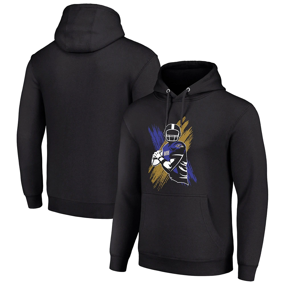 Men's Starter Black Baltimore Ravens Player X Fleece Pullover Hoodie