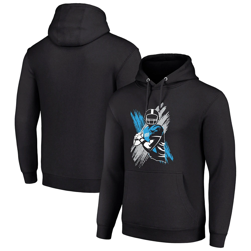 Men's Starter Black Carolina Panthers Player X Fleece Pullover Hoodie