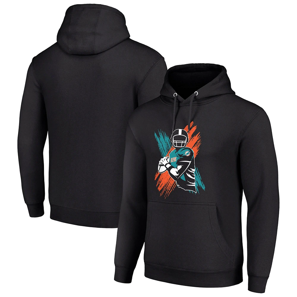 Men's Starter Black Miami Dolphins Player X Fleece Pullover Hoodie