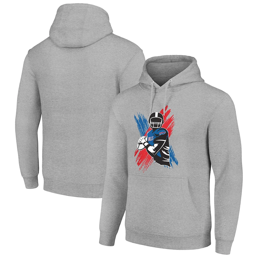 Men's Starter Heather Gray Buffalo Bills Player X Fleece Pullover Hoodie