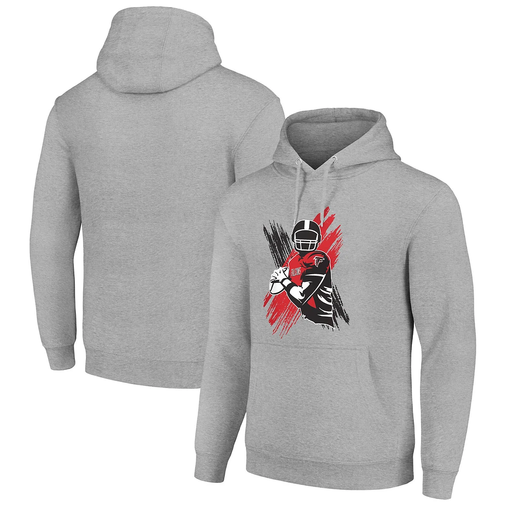Men's Starter Heather Gray Atlanta Falcons Player X Fleece Pullover Hoodie