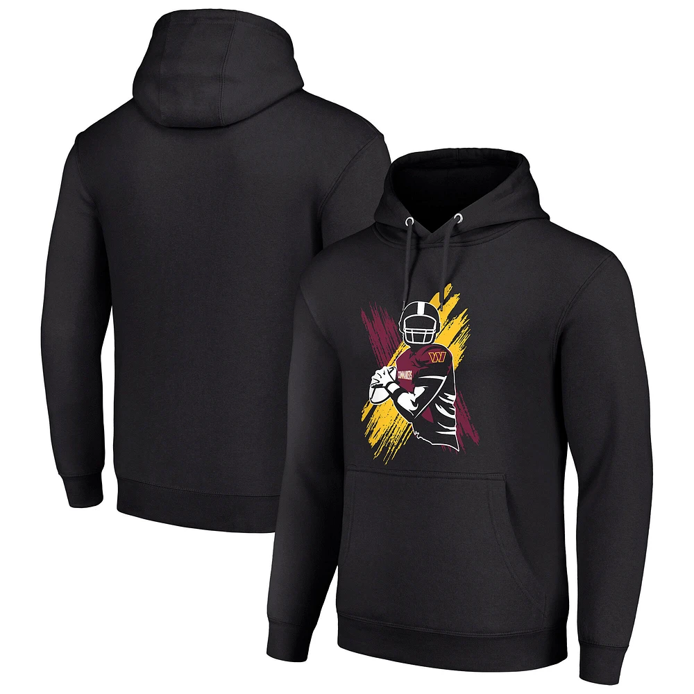 Men's Starter Black Washington Commanders Player X Fleece Pullover Hoodie