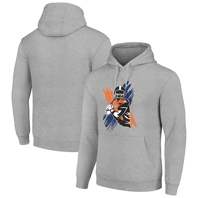 Men's Starter Heather Gray Denver Broncos Player X Fleece Pullover Hoodie