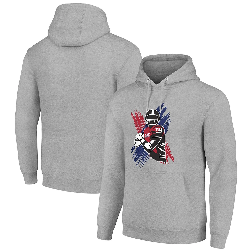 Men's Starter Heather Gray New York Giants Player X Fleece Pullover Hoodie