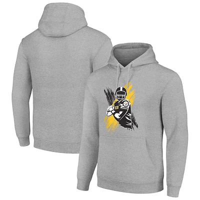 Men's Starter Heather Gray Pittsburgh Steelers Player X Fleece Pullover Hoodie