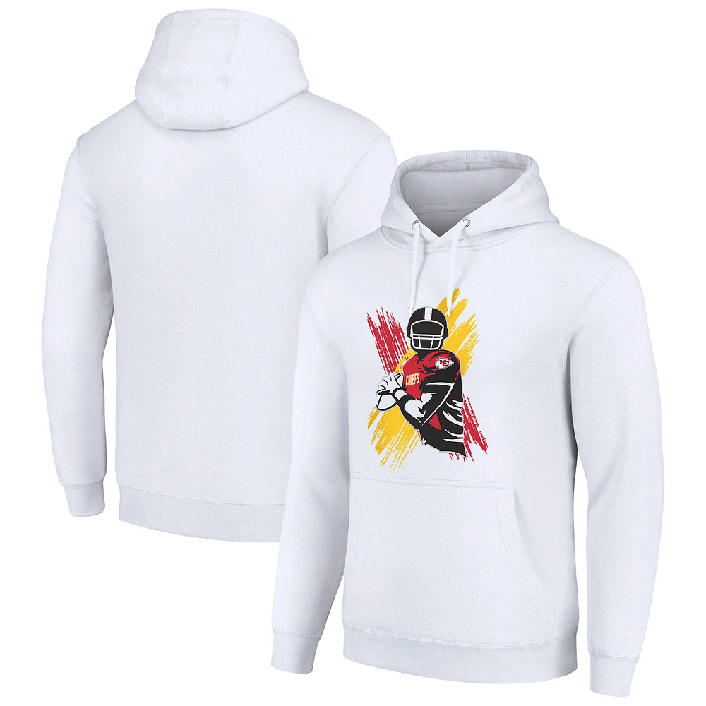 Men's Starter White Kansas City Chiefs Player X Fleece Pullover Hoodie
