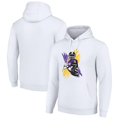 Men's Starter White Minnesota Vikings Player X Fleece Pullover Hoodie