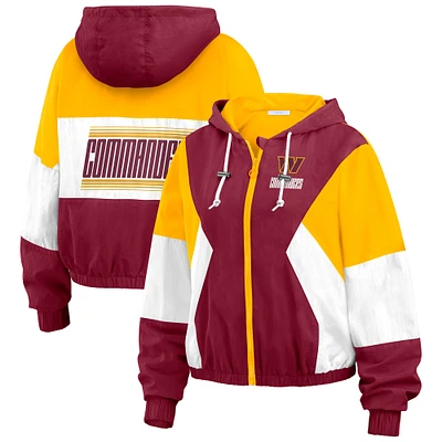 Women's WEAR by Erin Andrews Burgundy Washington Commanders Color Block Full-Zip Windbreaker Jacket