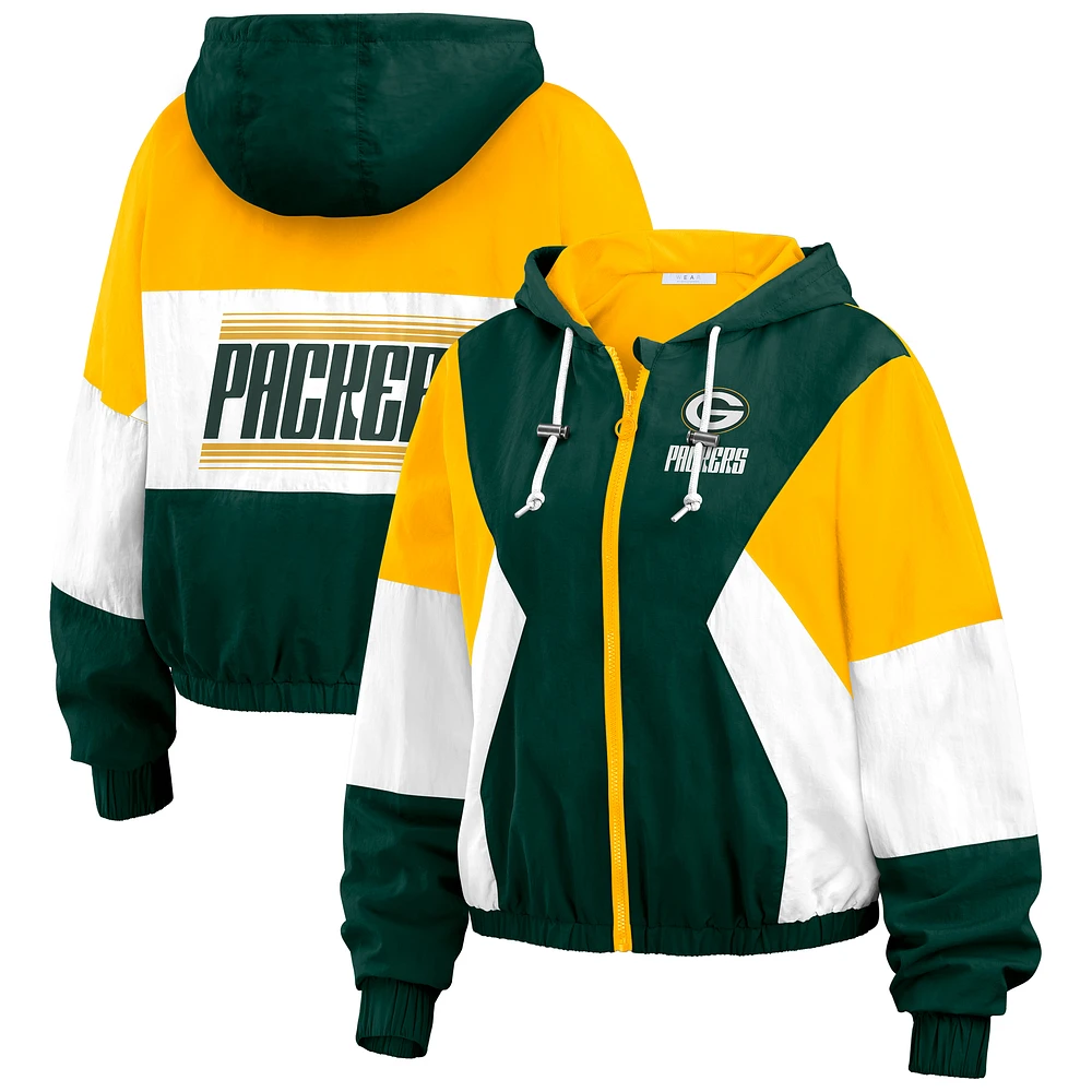 Women's WEAR by Erin Andrews Green Bay Packers Color Block Full-Zip Windbreaker Jacket