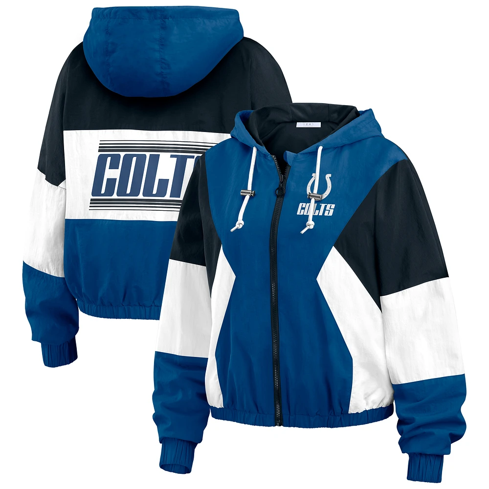 Women's WEAR by Erin Andrews Blue Indianapolis Colts Color Block Full-Zip Windbreaker Jacket