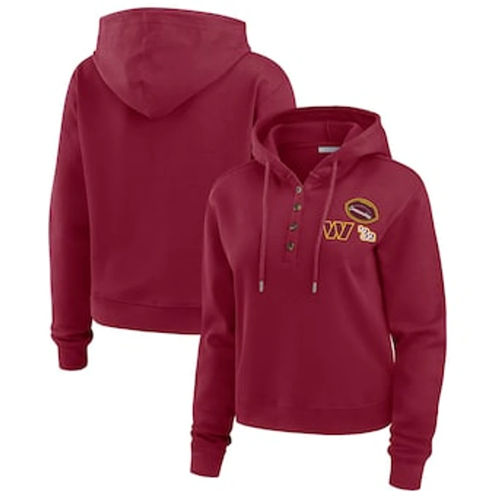 Women's WEAR by Erin Andrews Burgundy Washington Commanders Waffle Hoodie Pullover Top