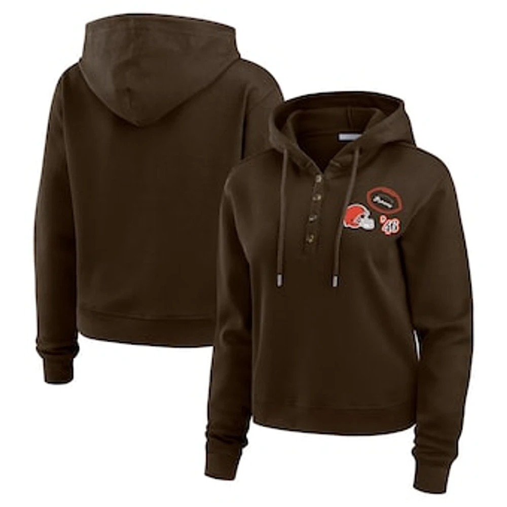 Women's WEAR by Erin Andrews Brown Cleveland Browns Waffle Hoodie Pullover Top