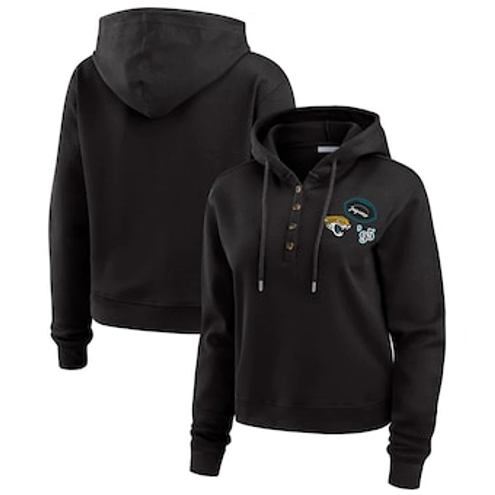 Women's WEAR by Erin Andrews Black Jacksonville Jaguars Waffle Hoodie Pullover Top