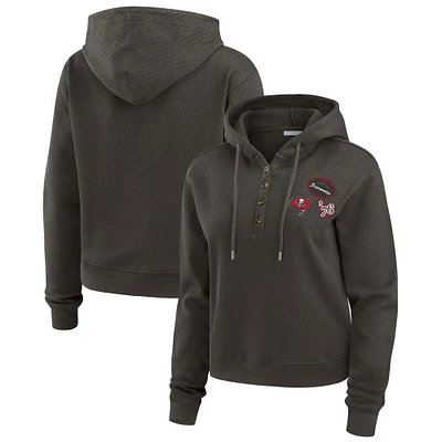 Women's WEAR by Erin Andrews Pewter Tampa Bay Buccaneers Waffle Hoodie Pullover Top
