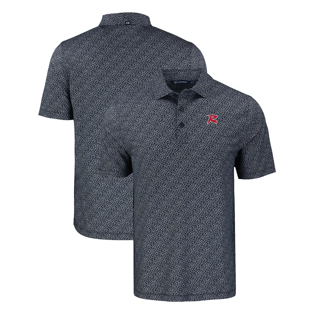 Men's Cutter & Buck Black Richmond Flying Squirrels Pike Eco Pebble Print Stretch Recycled Polo