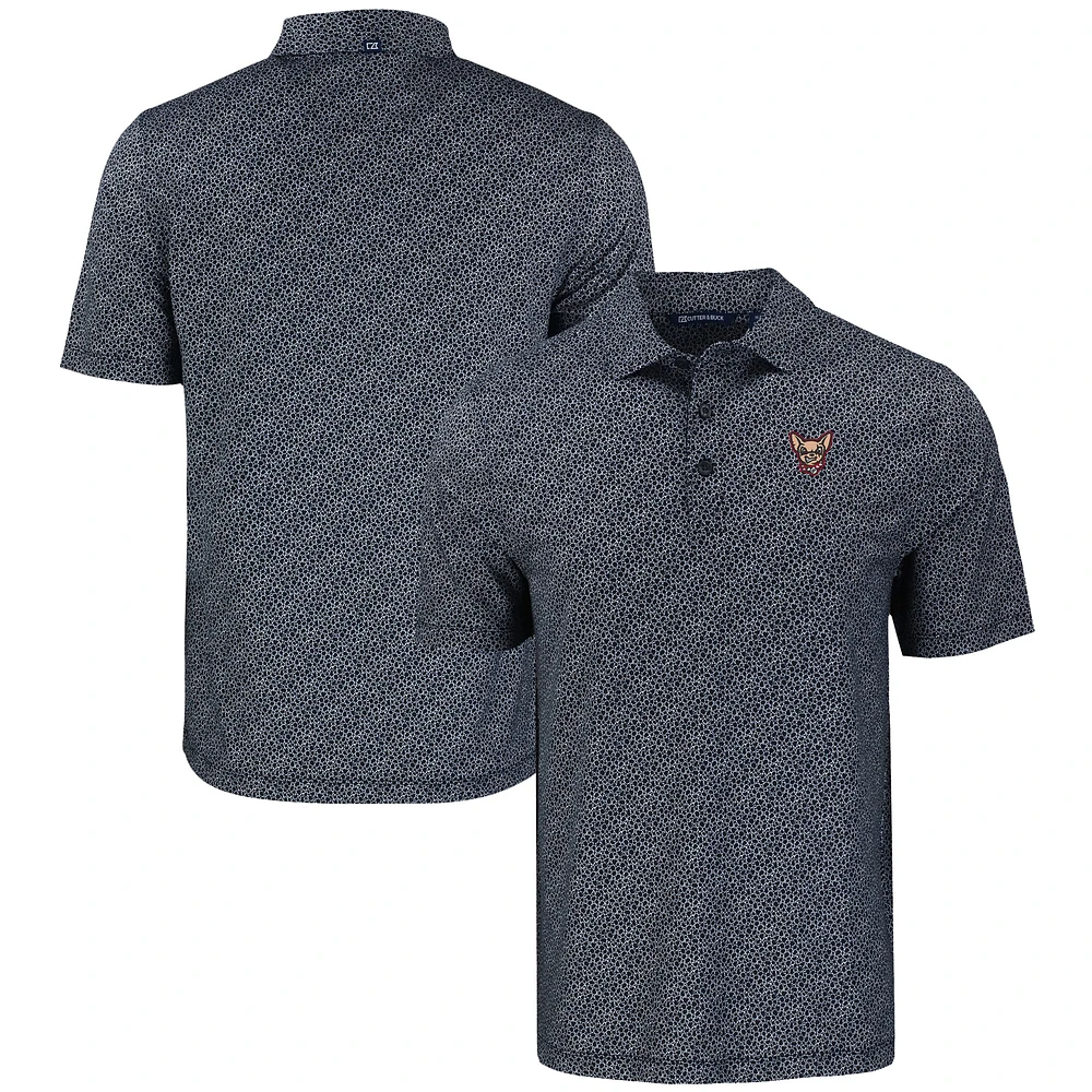 Men's Cutter & Buck Black El Paso Chihuahuas Pike Eco Pebble Print Stretch Recycled Polo