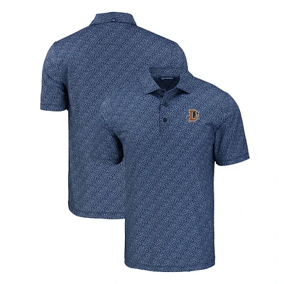Men's Cutter & Buck Navy Durham Bulls Pike Eco Pebble Print Stretch Recycled Polo