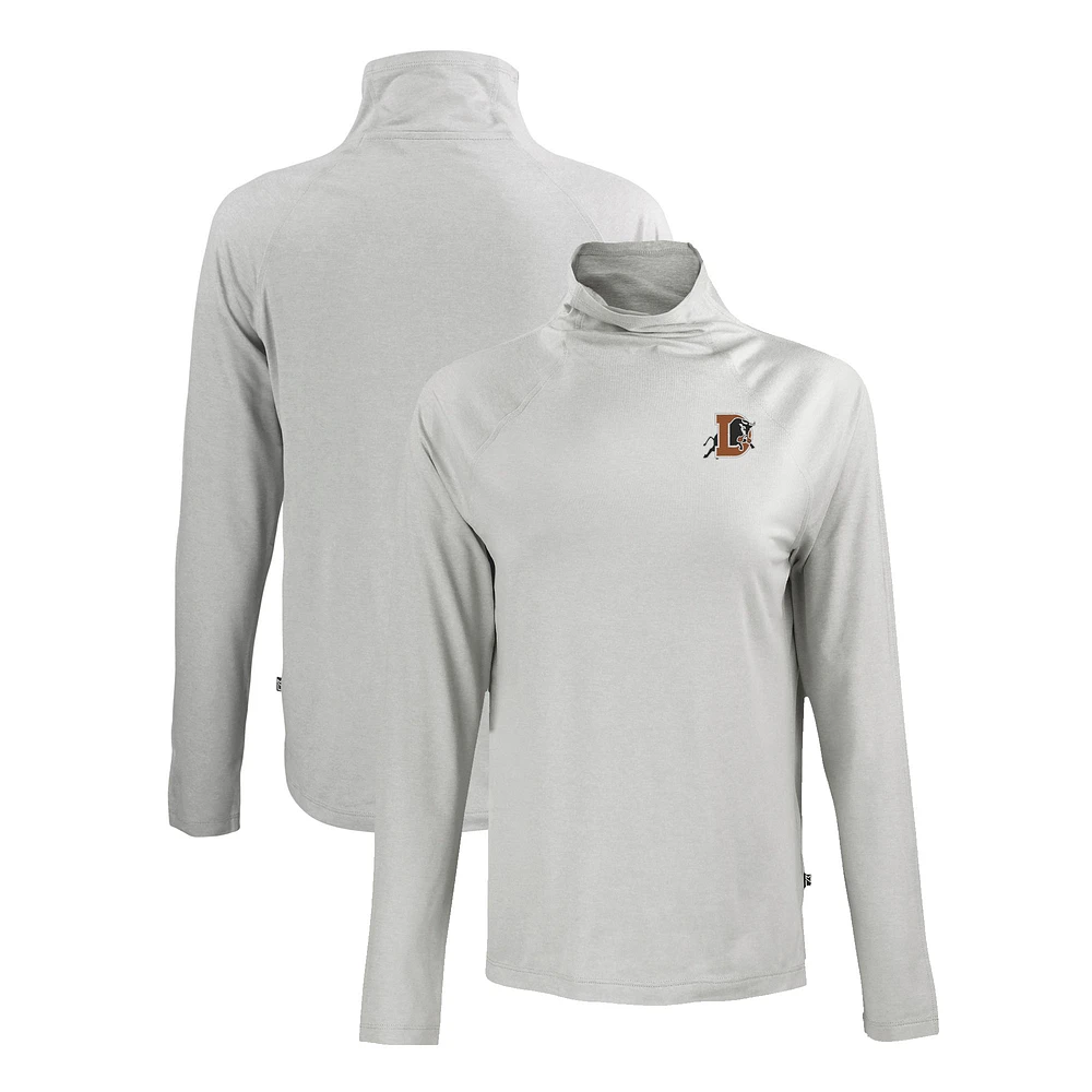 Women's Cutter & Buck Gray Durham Bulls Coastline Epic Comfort Eco Recycled Funnel Neck Raglan Pullover Top