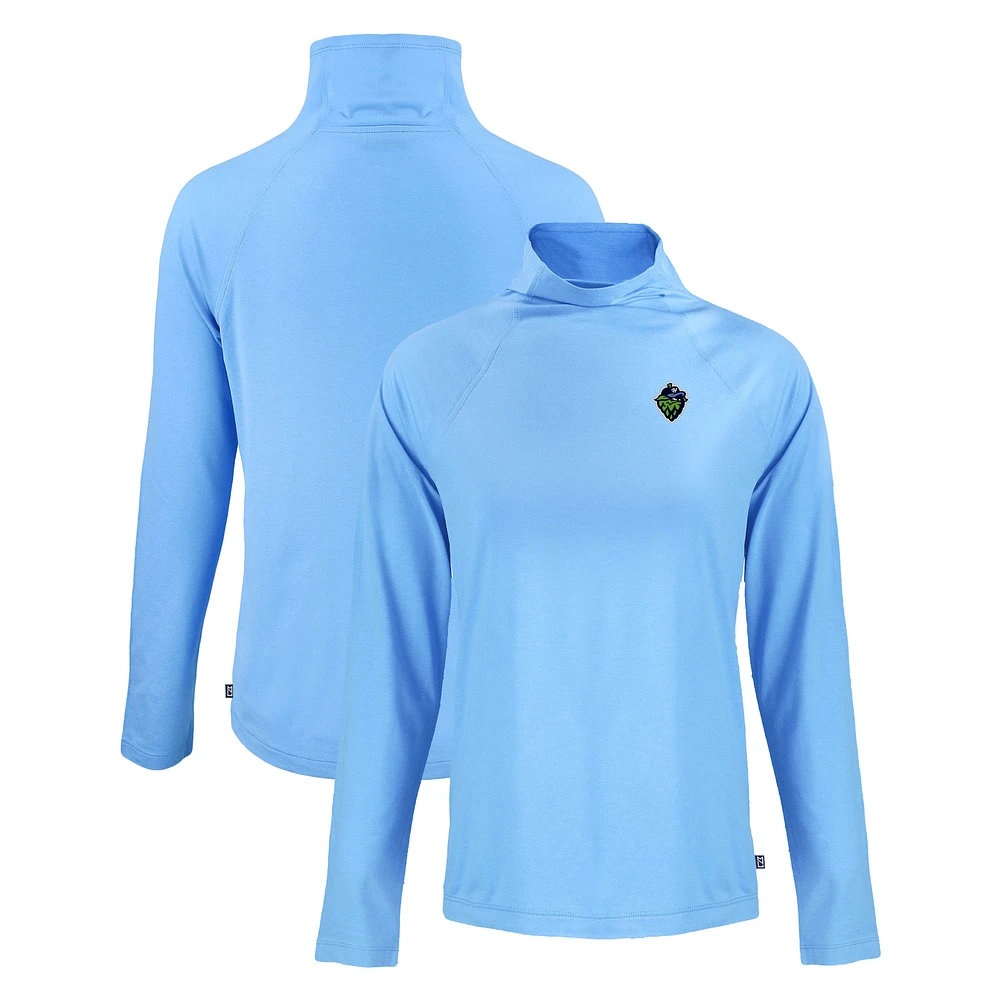 Women's Cutter & Buck Powder Blue Hillsboro Hops Coastline Epic Comfort Eco Recycled Funnel Neck Raglan Pullover Top