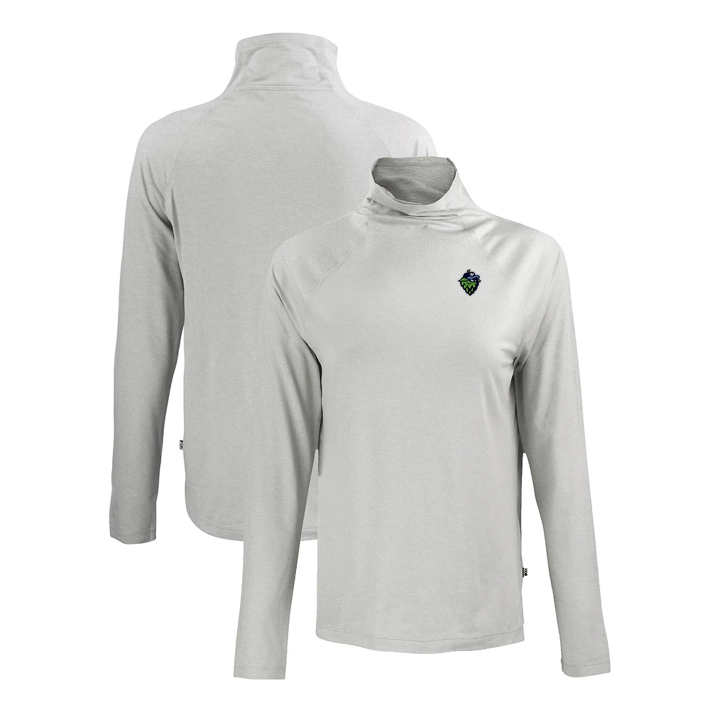 Women's Cutter & Buck Gray Hillsboro Hops Coastline Epic Comfort Eco Recycled Funnel Neck Raglan Pullover Top
