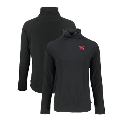Women's Cutter & Buck Black Richmond Flying Squirrels Coastline Epic Comfort Eco Recycled Funnel Neck Raglan Pullover Top