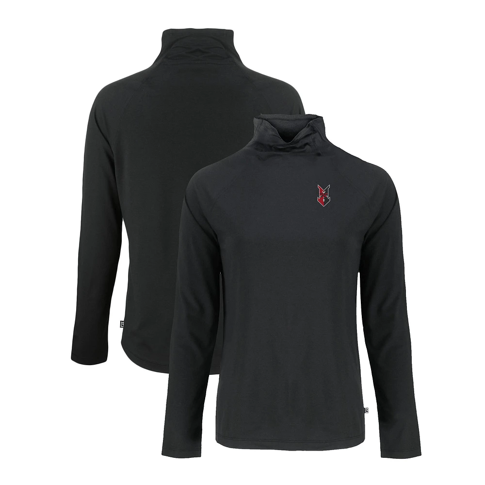 Women's Cutter & Buck Black Indianapolis Indians Coastline Epic Comfort Eco Recycled Funnel Neck Raglan Pullover Top