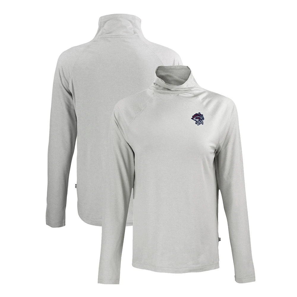 Women's Cutter & Buck Gray Binghamton Rumble Ponies Coastline Epic Comfort Eco Recycled Funnel Neck Raglan Pullover Top