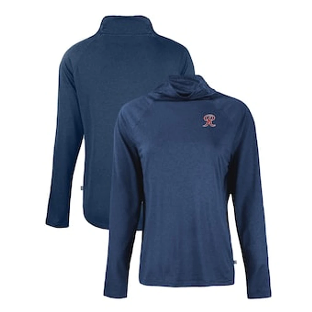 Women's Cutter & Buck Navy Tacoma Rainiers Coastline Epic Comfort Eco Recycled Funnel Neck Raglan Pullover Top