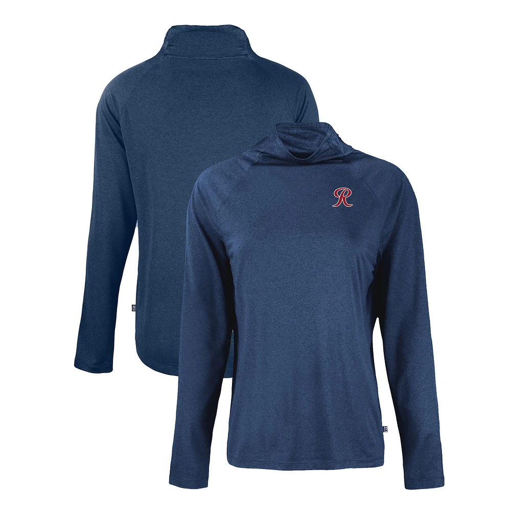 Women's Cutter & Buck Navy Tacoma Rainiers Coastline Epic Comfort Eco Recycled Funnel Neck Raglan Pullover Top