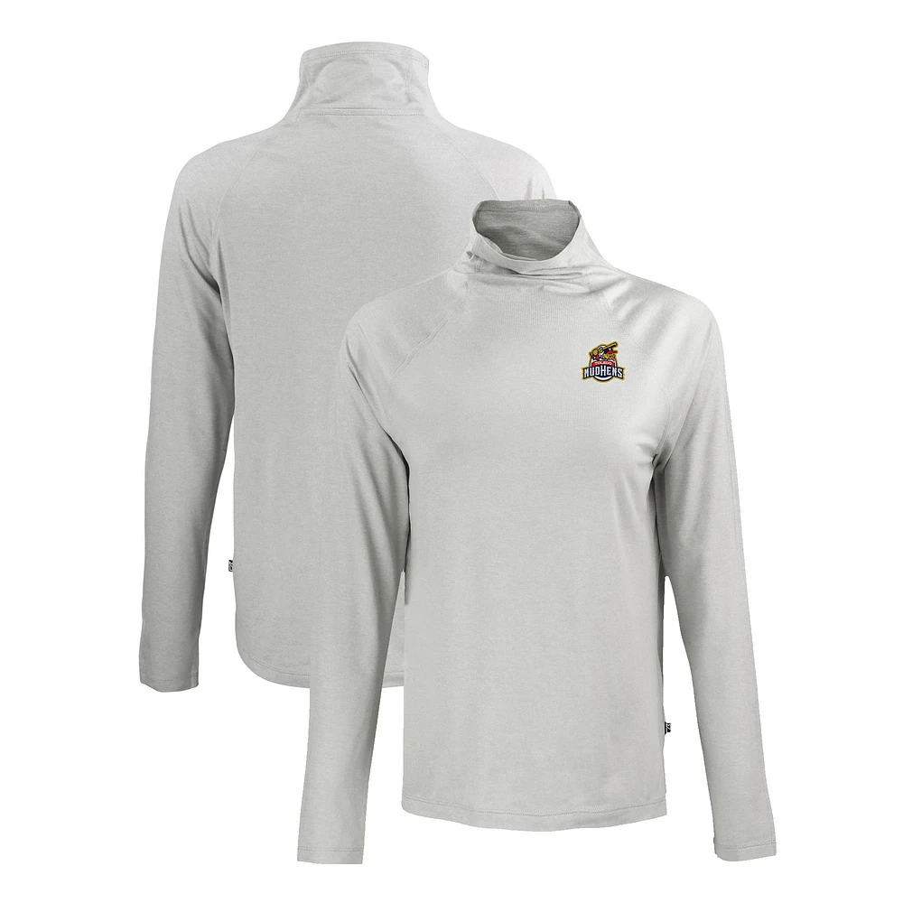 Women's Cutter & Buck Gray Toledo Mud Hens Coastline Epic Comfort Eco Recycled Funnel Neck Raglan Pullover Top