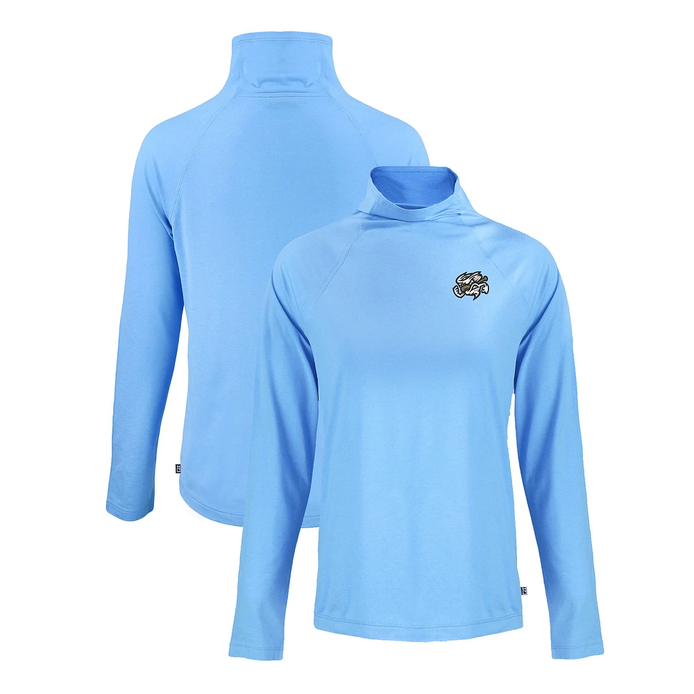 Women's Cutter & Buck Powder Blue Omaha Storm Chasers Coastline Epic Comfort Eco Recycled Funnel Neck Raglan Pullover Top