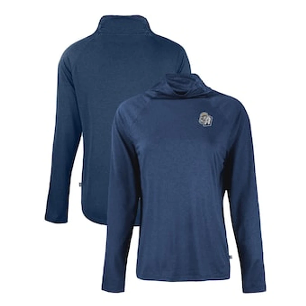 Women's Cutter & Buck Navy San Antonio Missions Coastline Epic Comfort Eco Recycled Funnel Neck Raglan Pullover Top