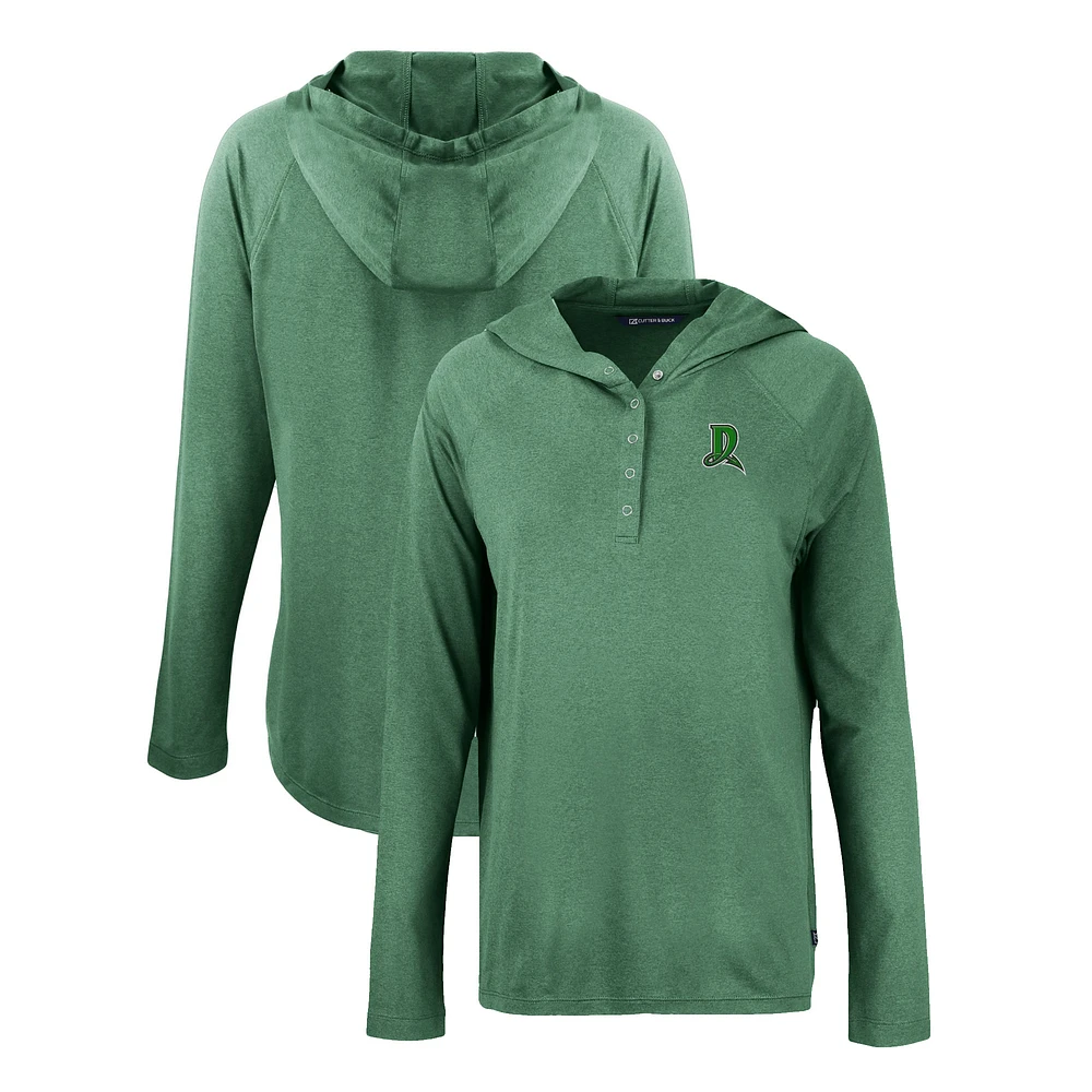 Women's Cutter & Buck Hunter Green Dayton Dragons Coastline Epic Comfort Eco Recycled Long Sleeve Hoodie T-Shirt