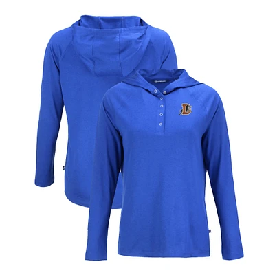 Women's Cutter & Buck Blue Durham Bulls Coastline Epic Comfort Eco Recycled Long Sleeve Hoodie T-Shirt